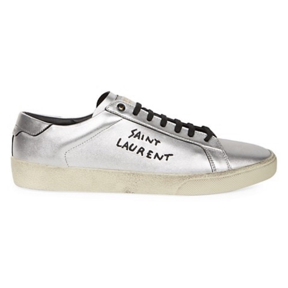 Saint Laurent Court Metallic Leather Sneakers